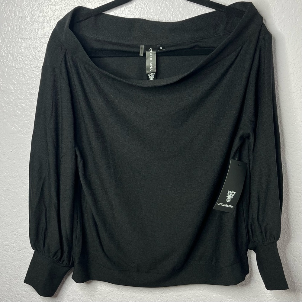 Coldesina Black Off The Shoulder Buttery Soft Stevie Top Sexy Sweater Small New!